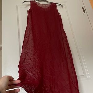Sleeveless Red Sheer Dress